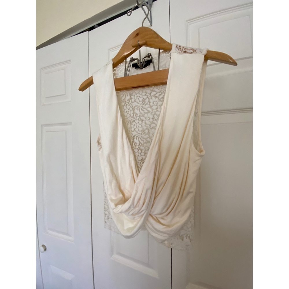 NASTY GAL CREAM LACE-BACK TOP